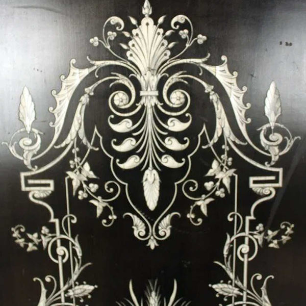 Pair French Napoleon III Ebonized Mahogany, Mother-of-Pearl Cabinet Doors