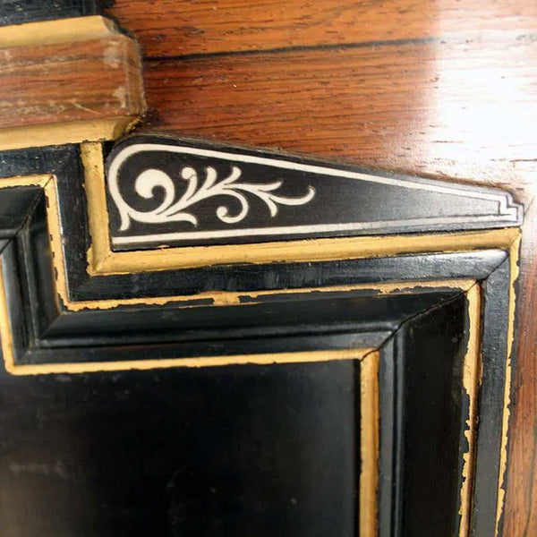 Pair French Napoleon III Ebonized Mahogany, Mother-of-Pearl Cabinet Doors