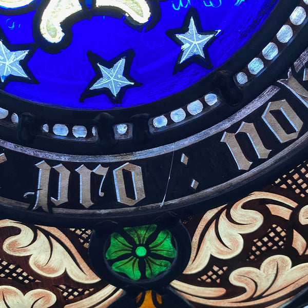 Pair Irish Gothic Revival Stained, Painted, Jewelled and Leaded Glass Windows