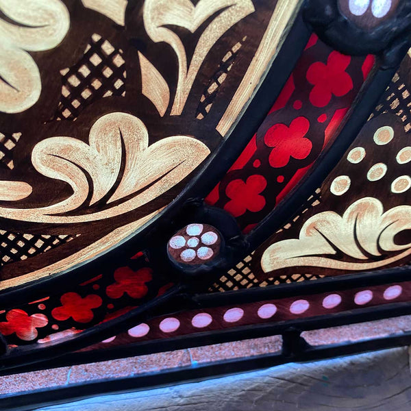 Pair Irish Gothic Revival Stained, Painted, Jewelled and Leaded Glass Windows