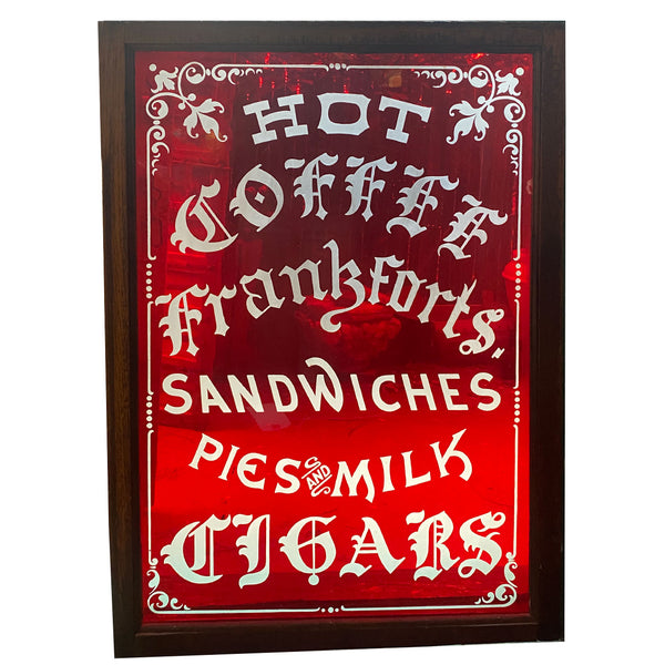 English Flashed Red and Engraved Glass Merchant's Sign Window