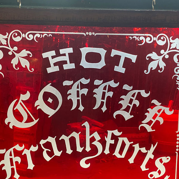 English Flashed Red and Engraved Glass Merchant's Sign Window