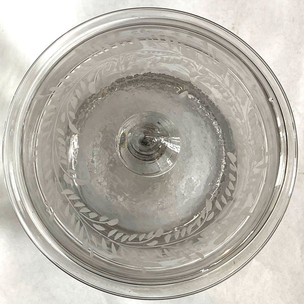 Rare Large American Engraved Stiegel-Type Covered Flip Glass