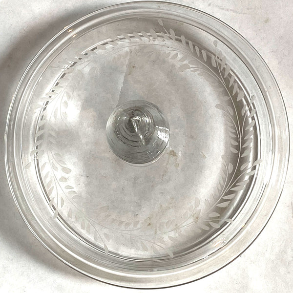 Rare Large American Engraved Stiegel-Type Covered Flip Glass