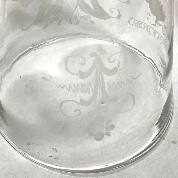 Large Bohemian Blown and Engraved Stiegel-Type Covered Flip Glass