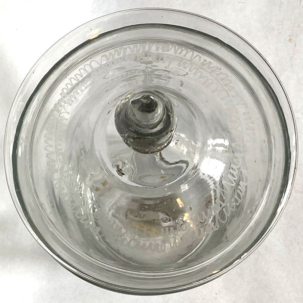 Large Bohemian Blown and Engraved Stiegel-Type Covered Flip Glass