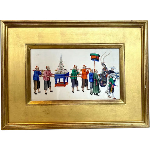 Chinese Gouache Painting on Pith Paper, Wedding Procession