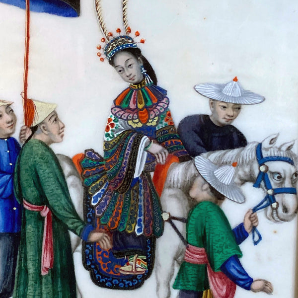 Chinese Gouache Painting on Pith Paper, Wedding Procession