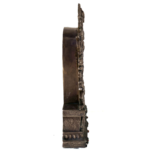 Tibetan Buddhist Beaded Coin Silver Devotional Portable Shrine (Ghau Box)