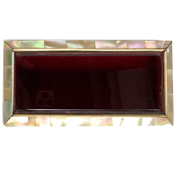 English/French Mother-of-Pearl and Beveled Glass Dresser Box
