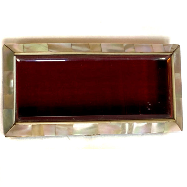 English/French Mother-of-Pearl and Beveled Glass Dresser Box
