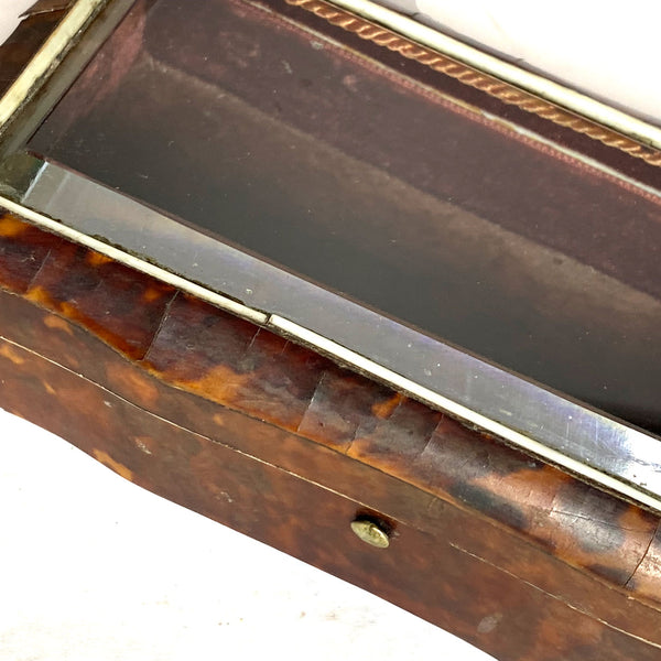 European Tortoiseshell, Ivory and Beveled Glass Vitrine Jewelry Casket