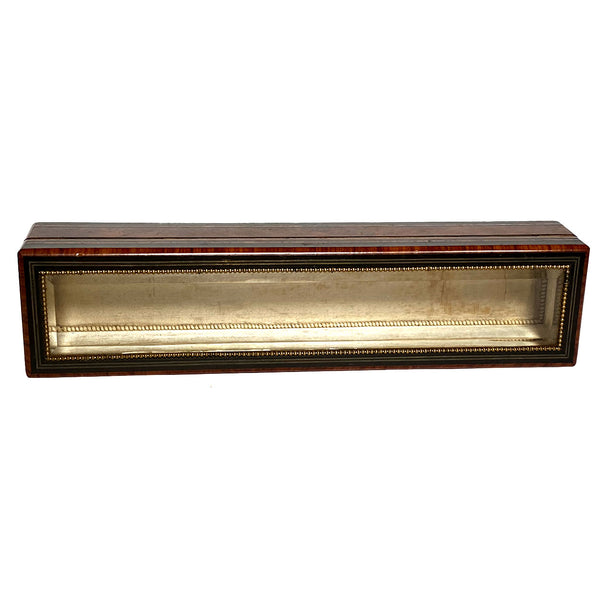 French Napoleon III Amboyna Burl Beveled Glass Fan Dresser Box Vitrine