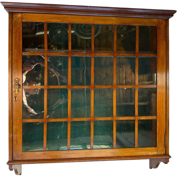 English Arts and Crafts Mahogany Glazed Door Hanging Cabinet