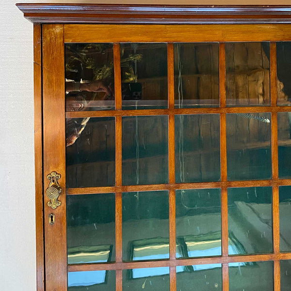 English Arts and Crafts Mahogany Glazed Door Hanging Cabinet