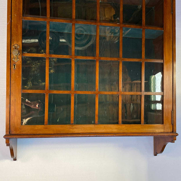 English Arts and Crafts Mahogany Glazed Door Hanging Cabinet