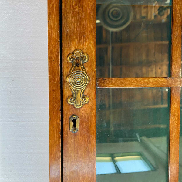 English Arts and Crafts Mahogany Glazed Door Hanging Cabinet