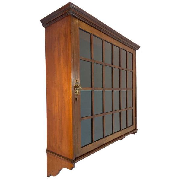 English Arts and Crafts Mahogany Glazed Door Hanging Cabinet