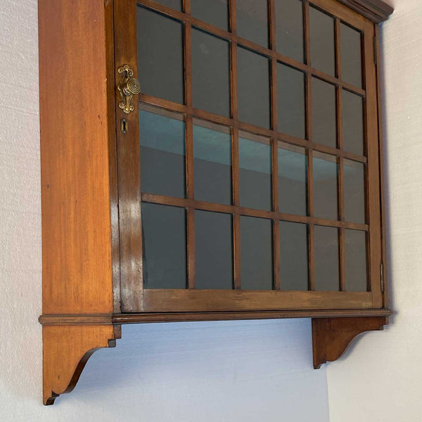 English Arts and Crafts Mahogany Glazed Door Hanging Cabinet