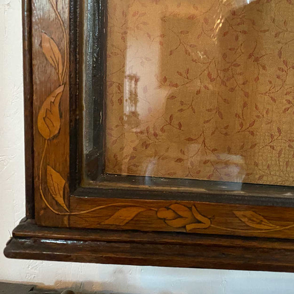 Dutch Walnut and Oak Marquetry Leaded Glass Hanging Vitrine Cabinet