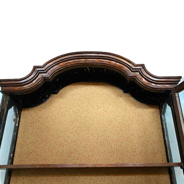 Dutch Walnut and Oak Marquetry Leaded Glass Hanging Vitrine Cabinet