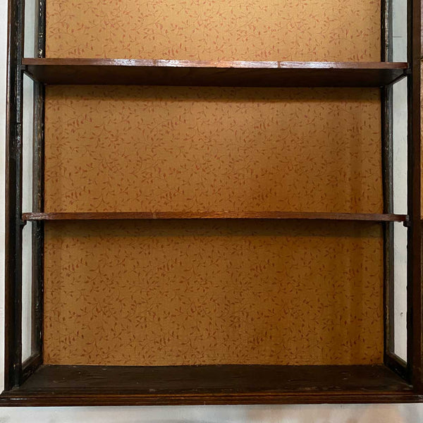 Dutch Walnut and Oak Marquetry Leaded Glass Hanging Vitrine Cabinet