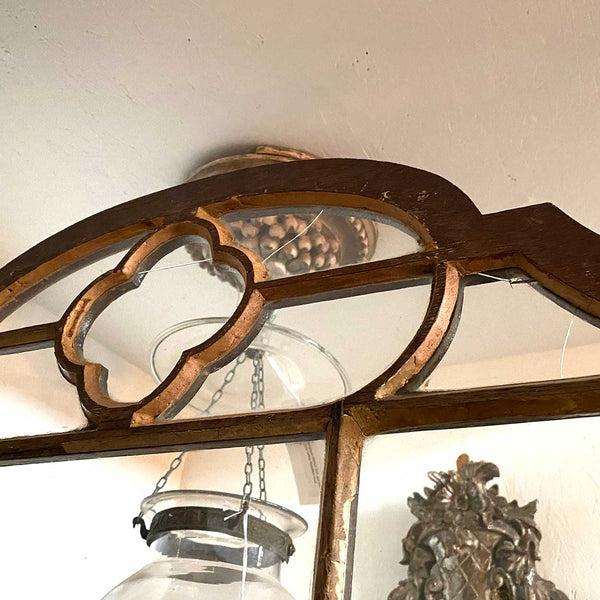 Dutch Walnut and Oak Marquetry Leaded Glass Hanging Vitrine Cabinet