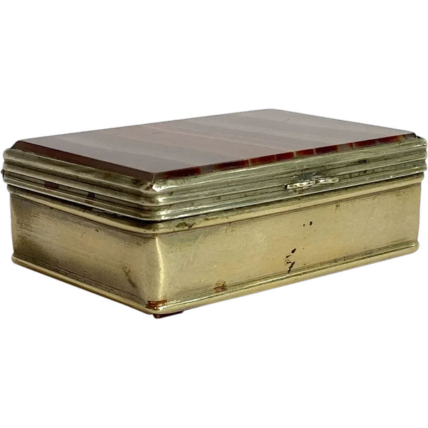 Victorian Patinated Brass and Banded Agate Snuff Box
