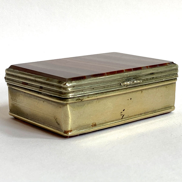 Victorian Patinated Brass and Banded Agate Snuff Box