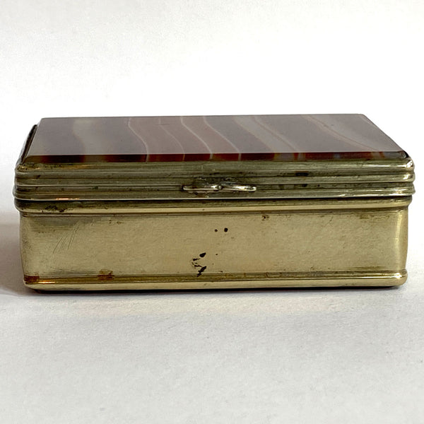 Victorian Patinated Brass and Banded Agate Snuff Box