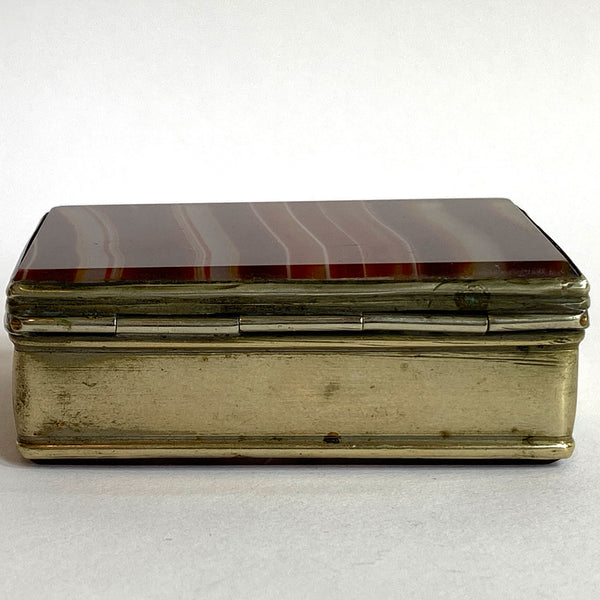 Victorian Patinated Brass and Banded Agate Snuff Box