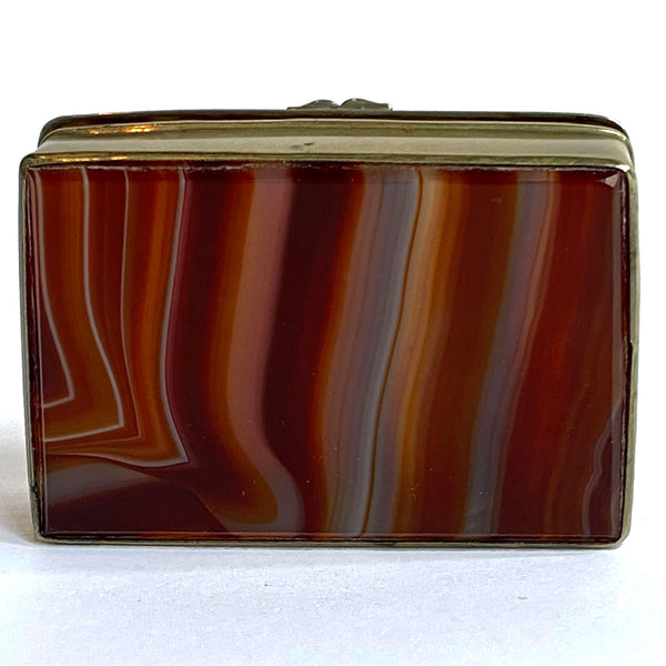Victorian Patinated Brass and Banded Agate Snuff Box