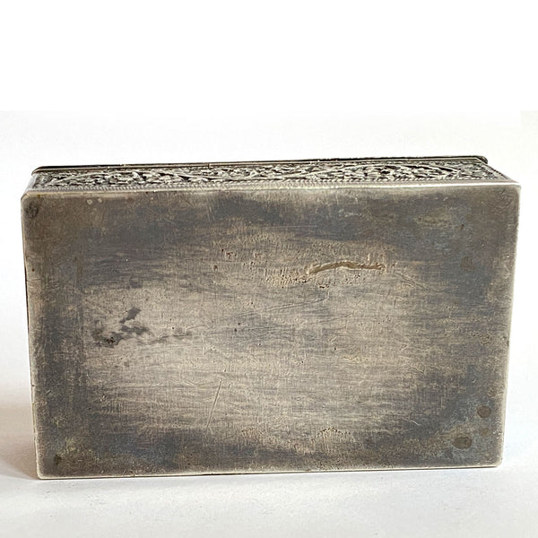 Indian Kashmiri Chased Silver Agate Lid Snuff Box