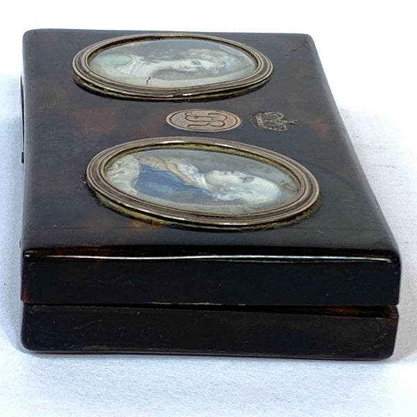 French JEAN-BAPTISTE SOYER Tortoiseshell, Sterling Silver Double Portrait Box