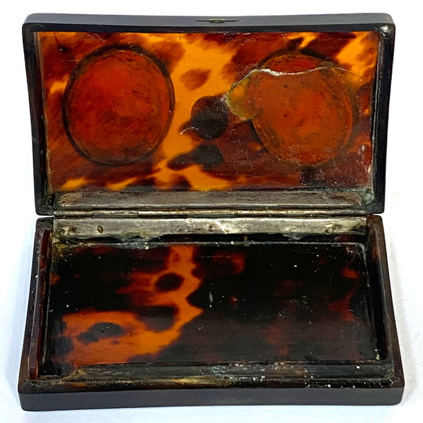 French JEAN-BAPTISTE SOYER Tortoiseshell, Sterling Silver Double Portrait Box