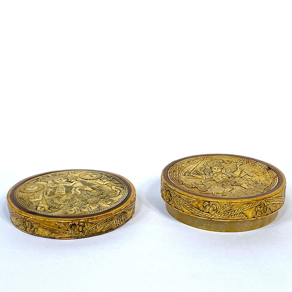 Spanish Colonial Carved Ivory Round Box