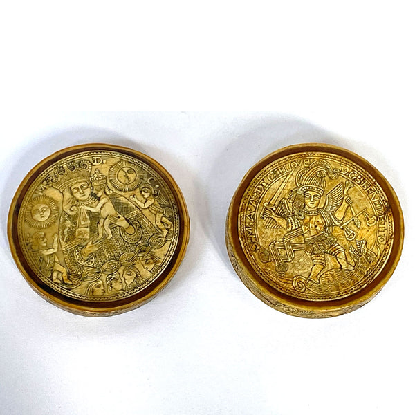 Spanish Colonial Carved Ivory Round Box