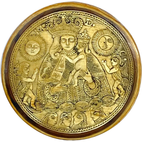 Spanish Colonial Carved Ivory Round Box