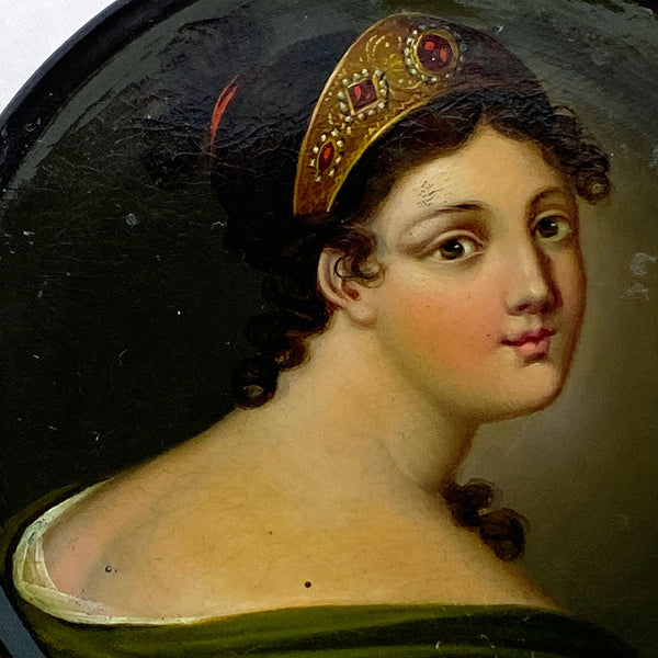 German Stobwasser-Type Lacquered Papier-Mâché Portrait Snuff Box