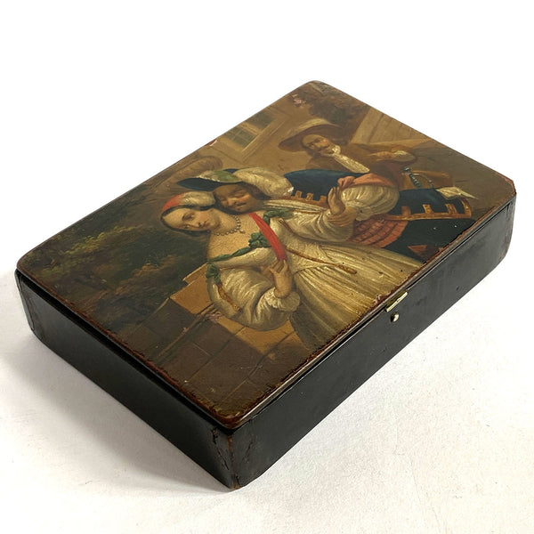 German Stobwasser Type Lacquered Papier-Mâché Snuff Box