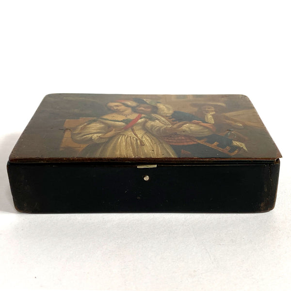 German Stobwasser Type Lacquered Papier-Mâché Snuff Box
