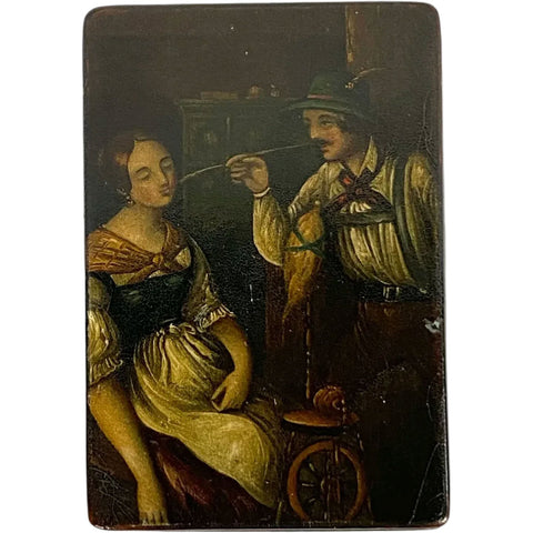 German Johann Paul Hahn Painted and Lacquered Papier-Mache Snuff Box