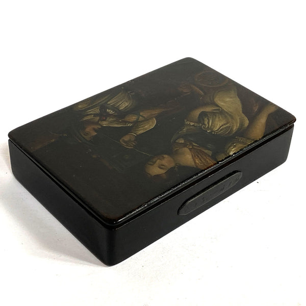 German Johann Paul Hahn Painted and Lacquered Papier-Mache Snuff Box