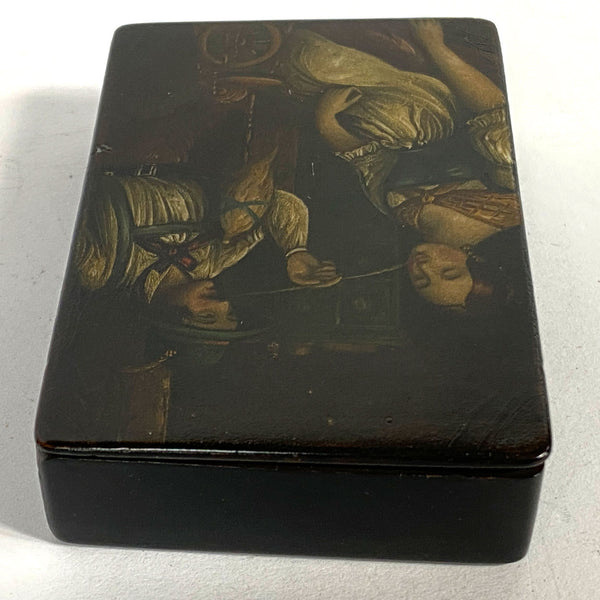 German Johann Paul Hahn Painted and Lacquered Papier-Mache Snuff Box
