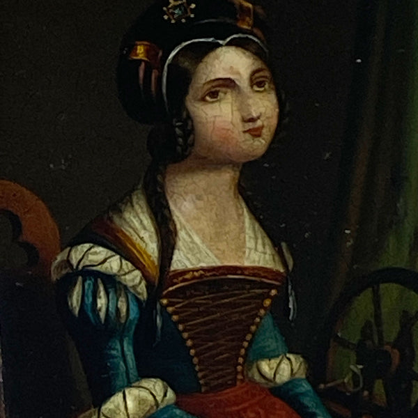 German Stobwasser-Type Lacquered Papier-Mache Snuff Box, Portrait of a Lady