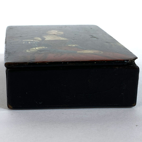 German Stobwasser-Type Lacquered Papier-Mache Snuff Box, Portrait of a Lady