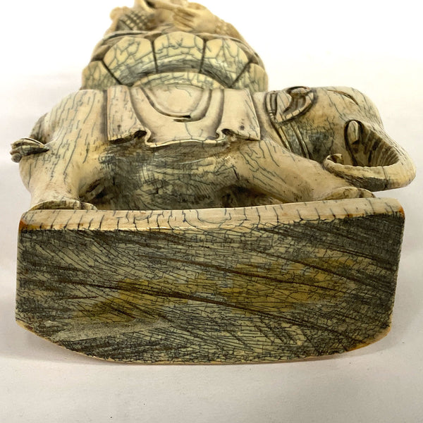 Chinese Ivory Bodhisattva Samantabhadra (Puxian) on Elephant Statue