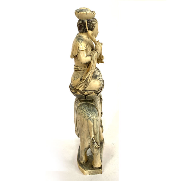 Chinese Ivory Bodhisattva Samantabhadra (Puxian) on Elephant Statue