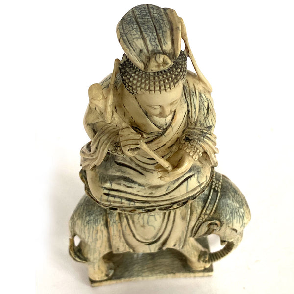 Chinese Ivory Bodhisattva Samantabhadra (Puxian) on Elephant Statue