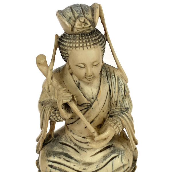 Chinese Ivory Bodhisattva Samantabhadra (Puxian) on Elephant Statue